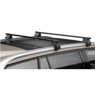 JEU DE 2 BARRES DE TOIT TRANSVERSALES ACIER POUR VEHICULE AVEC BARRES LONGITUDINALES