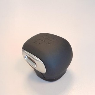 POMMEAU DE LEVIER DE VITESSES BVM6 CUIR NOIR AVEC INSERT CHROME